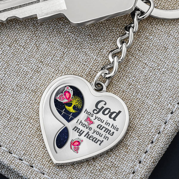 Pink Butterfly God Has You Memorial Heart Keychain HNLVBC0014