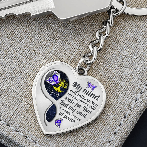 Purple Butterfly My Mind Memorial Heart Keychain HNLVBC0012