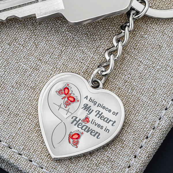 Red Butterfly A Big Piece Memorial Heart Keychain HNLVBC0006