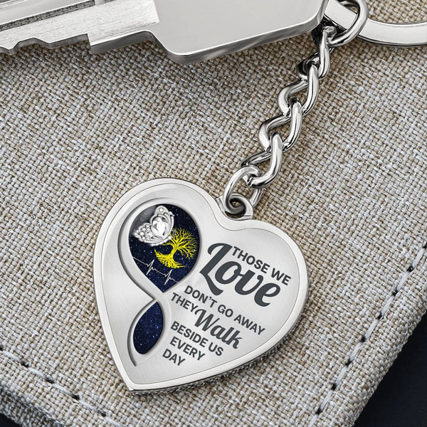 White Butterfly Those We Love Memorial Heart Keychain HNLVBC0015
