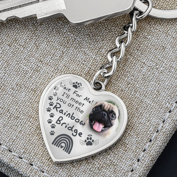 Pet Paw Meet You At The Rainbow Bridge Memorial Heart Keychain HNLVBC0022