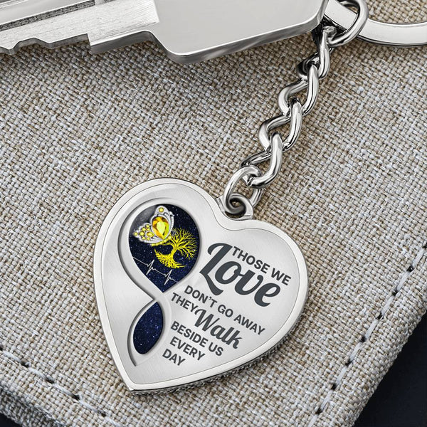 Yellow Butterfly Those We Love Memorial Heart Keychain HNLVBC0015