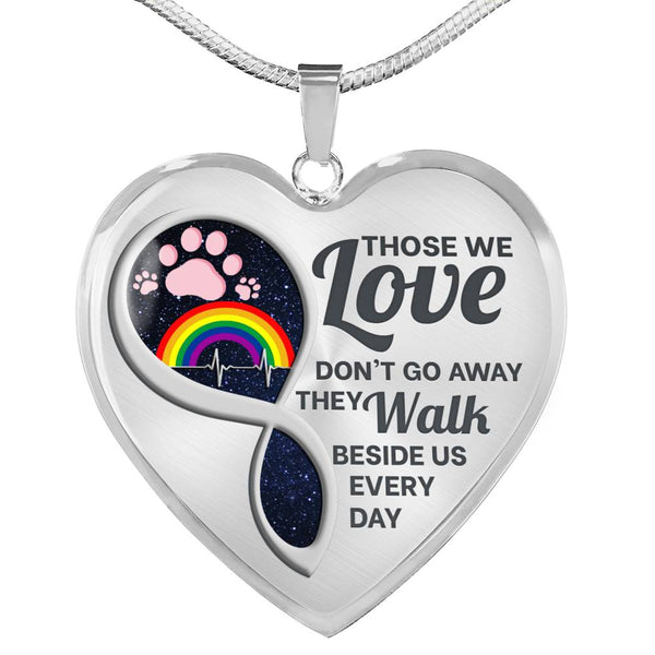 Pet Paw Rainbow Those We Love Memorial Heart Pendant Necklace HNLVBC0015