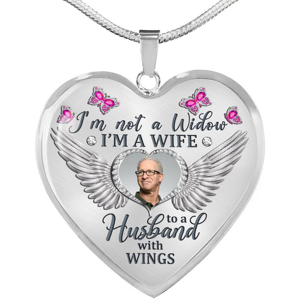 Pink Butterfly Im Not A Widow Memorial Heart Pendant Necklace HNLVBC0009