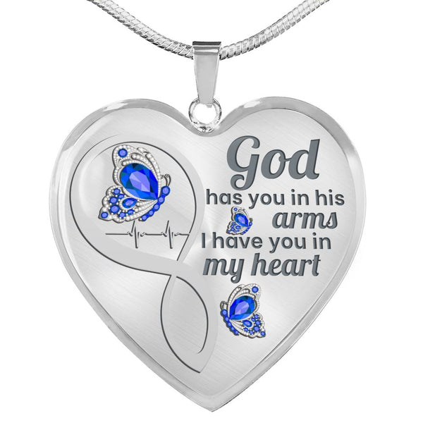 Blue Butterfly My Mind Memorial Heart Pendant Necklace HNLVBC0003