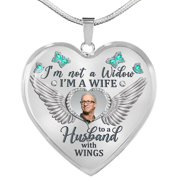 Turquoise Butterfly Im Not A Widow Memorial Heart Pendant Necklace HNLVBC0009