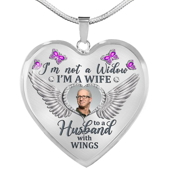 Magenta Butterfly Im Not A Widow Memorial Heart Pendant Necklace HNLVBC0009