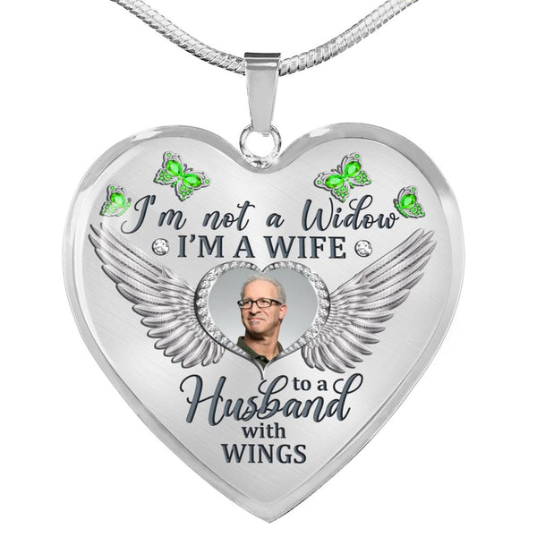 Green Butterfly Im Not A Widow Memorial Heart Pendant Necklace HNLVBC0009