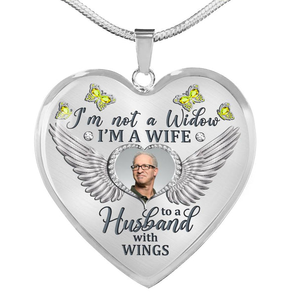 Yellow Butterfly Im Not A Widow Memorial Heart Pendant Necklace HNLVBC0009