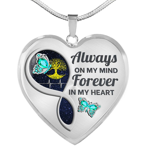 Turquoise Butterfly Always In My Mind Memorial Heart Pendant Necklace HNLVBC0017