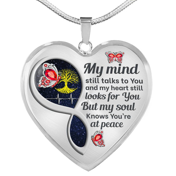Red Butterfly My Mind  Memorial Heart Pendant Necklace HNLVBC0012