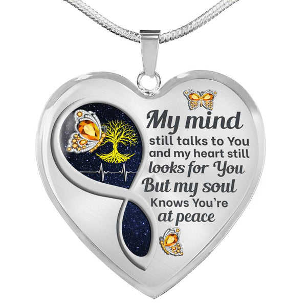Orange Butterfly My Mind Memorial Heart Pendant Necklace HNLVBC0012