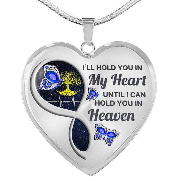 Blue Butterfly I Will Hold You Memorial Heart Pendant Necklace HNLVBC0016