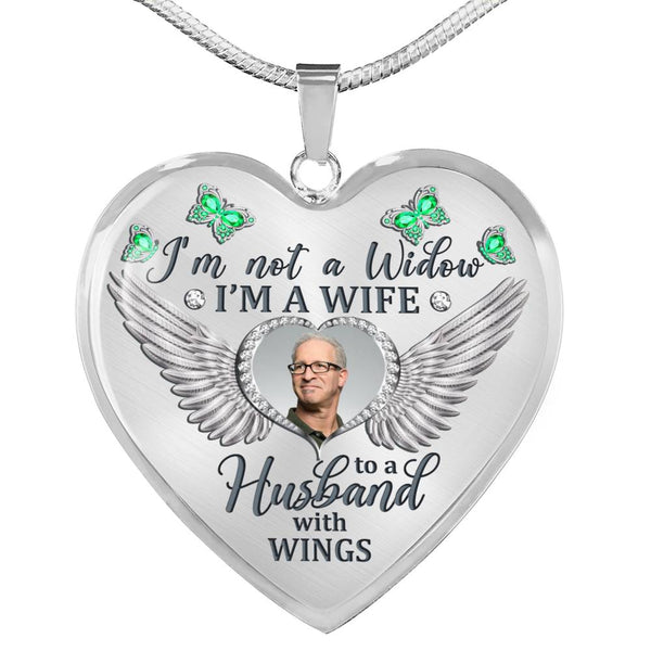 Aquamarine Butterfly Im Not A Widow Memorial Heart Pendant Necklace HNLVBC0009