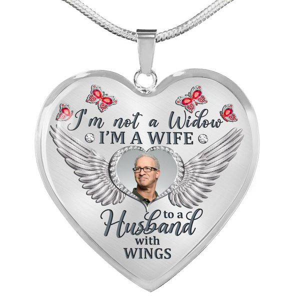 Red Butterfly Im Not A Widow Memorial Heart Pendant Necklace HNLVBC0009