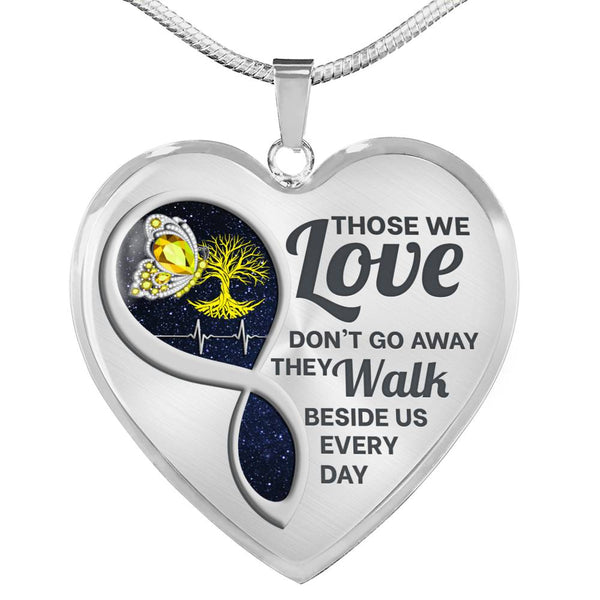 Yellow Butterfly Those We Love Memorial Heart Pendant Necklace HNLVBC0015