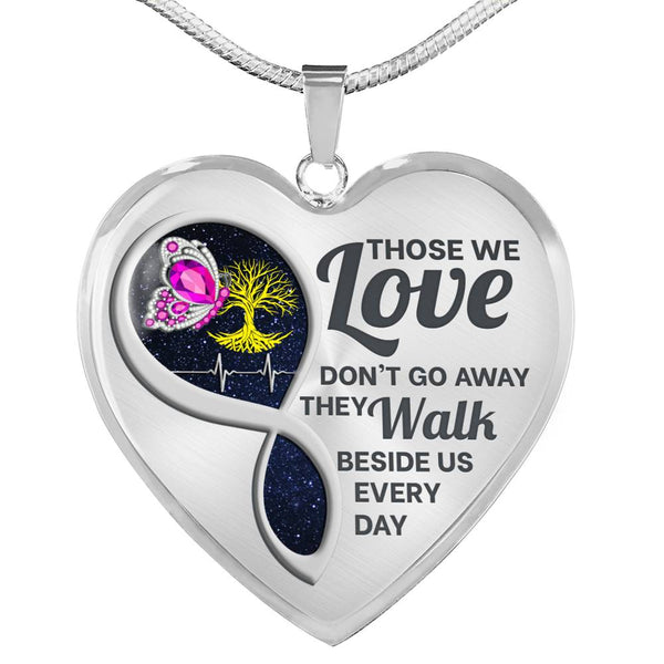 Magenta Butterfly Those We Love Memorial Heart Pendant Necklace HNLVBC0015