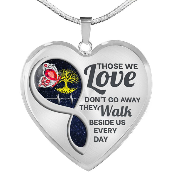 Red Butterfly Those We Love Memorial Heart Pendant Necklace HNLVBC0015