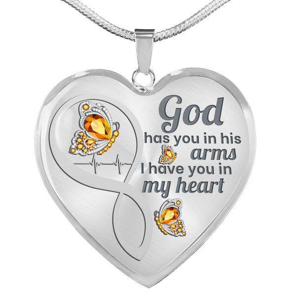 Orange Butterfly My Mind Memorial Heart Pendant Necklace HNLVBC0003