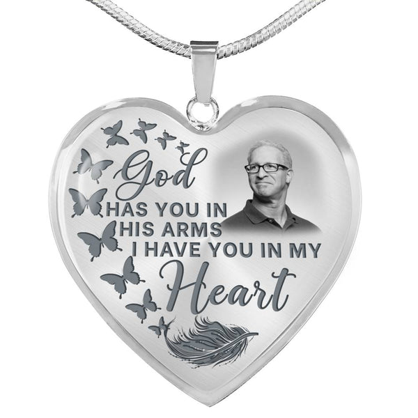 Butterfly God Has You Memorial Heart Pendant Necklace HNLVBC0011
