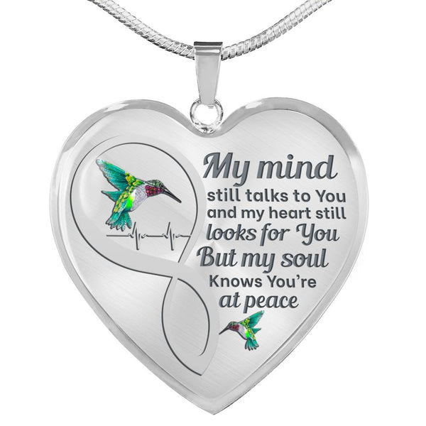 Hummingbird My Mind Memorial Heart Pendant Necklace HNLVBC0005