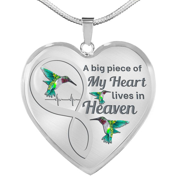 Hummingbird A Big Piece Memorial Heart Pendant Necklace HNLVBC0006