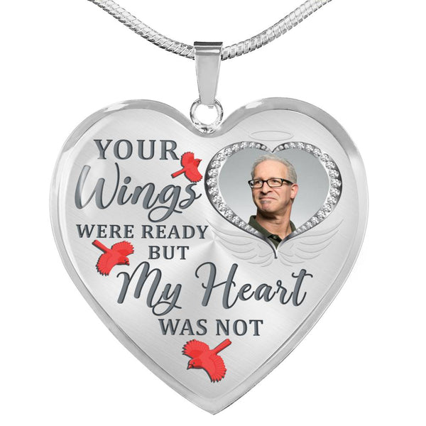 Cardinal Your Wings Were Ready Memorial Heart Pendant Necklace HNLVBC0010