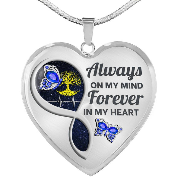 Blue Butterfly Always In My Mind Memorial Heart Pendant Necklace HNLVBC0017