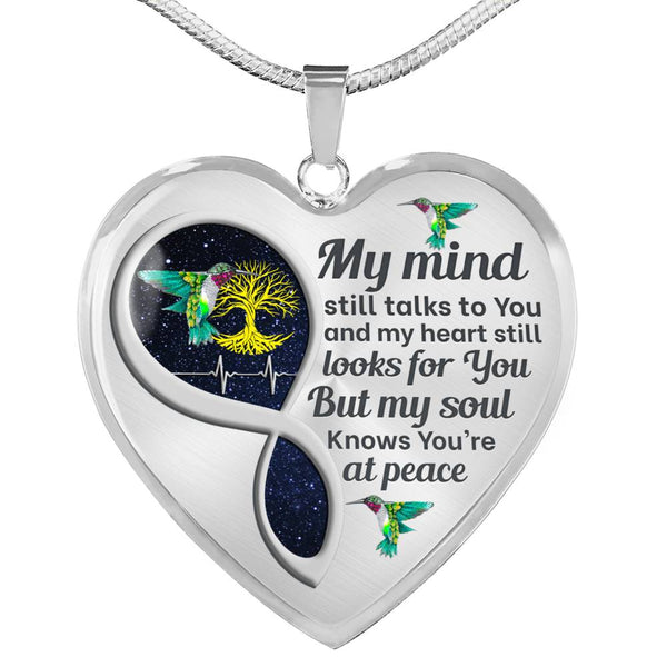 Hummingbird My Mind Memorial Heart Pendant Necklace HNLVBC0012