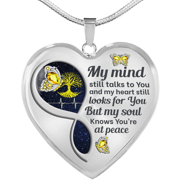 Yellow Butterfly My Mind Memorial Heart Pendant Necklace HNLVBC0012