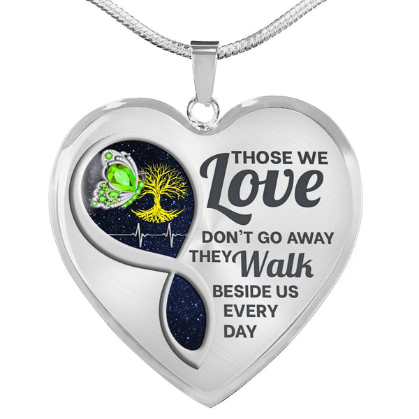 Green Butterfly Those We Love Memorial Heart Pendant Necklace HNLVBC0015