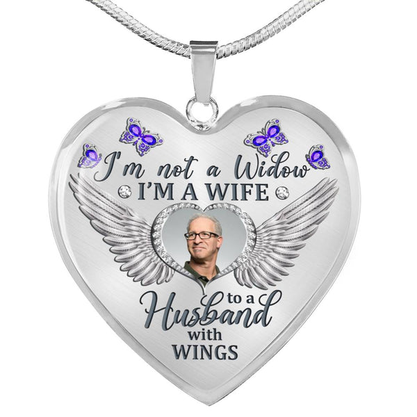 Purple Butterfly Im Not A Widow  Memorial Heart Pendant Necklace HNLVBC0009
