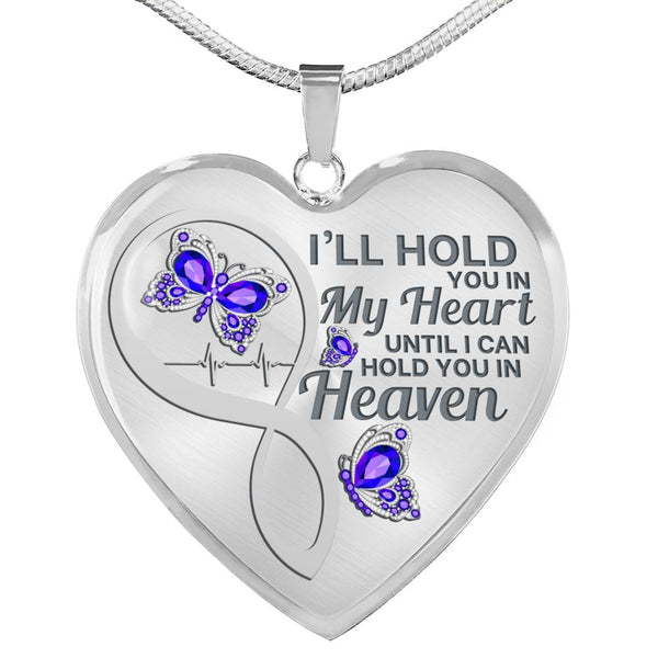 Purple Butterfly Hold You In My Heart Memorial Heart Pendant Necklace HNLVBC0007