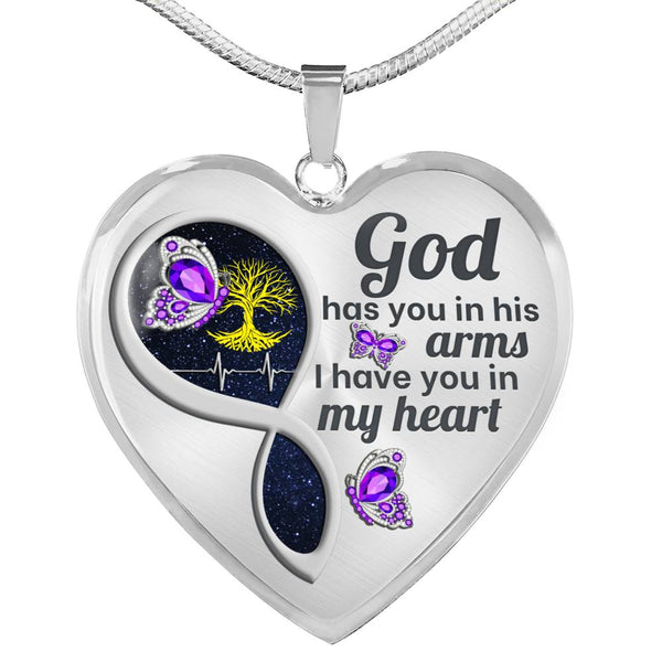 Purple Butterfly God Has You Memorial Heart Pendant Necklace HNLVBC0014