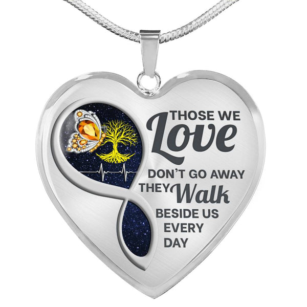 Orange Butterfly Those We Love Memorial Heart Pendant Necklace HNLVBC0015