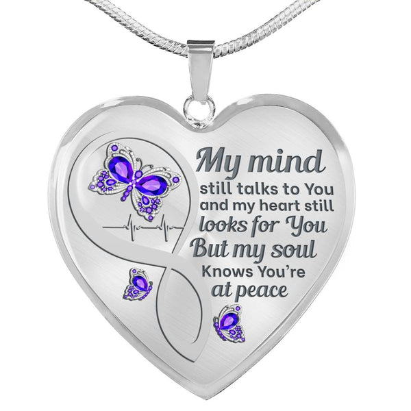 Purple Butterfly My Mind Memorial Heart Pendant Necklace HNLVBC0005