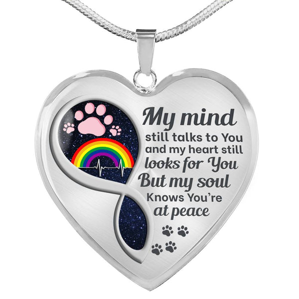 Pet Paw Rainbow My Mind Memorial Heart Pendant Necklace HNLVBC0012
