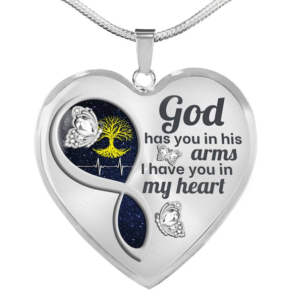 White Butterfly God Has You  Memorial Heart Pendant Necklace HNLVBC0014