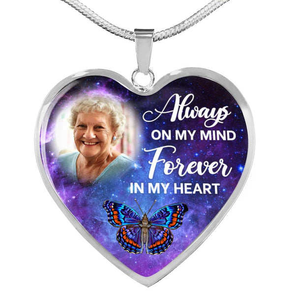 Butterfly Galaxy Always In My Mind Personalized Memorial Heart Pendant Necklace HNLVBC0023