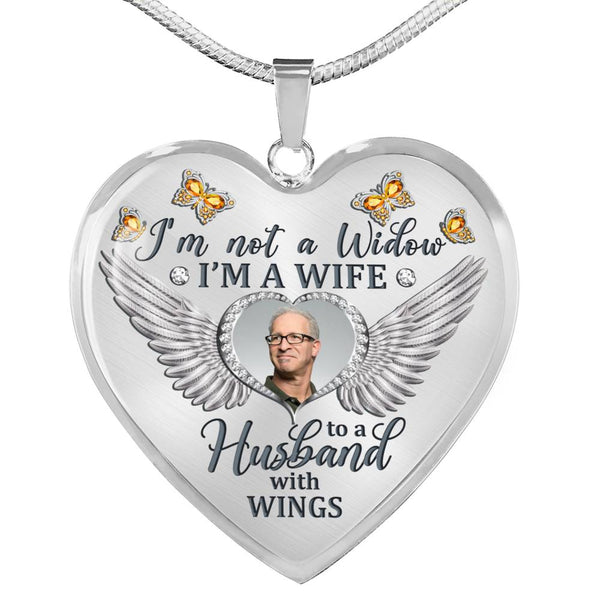 Orange Butterfly Im Not A Widow  Memorial Heart Pendant Necklace HNLVBC0009