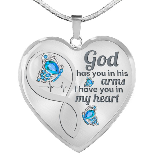 Light Blue Butterfly My Mind Memorial Heart Pendant Necklace HNLVBC0003