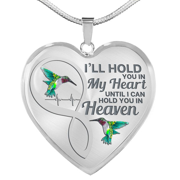 Hummingbird Hold You In My Heart Memorial Heart Pendant Necklace HNLVBC0007