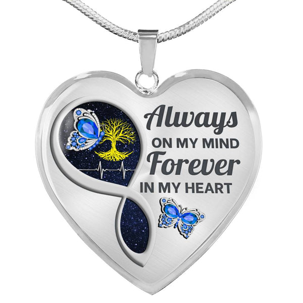 Light Blue Butterfly Always In My Mind Memorial Heart Pendant Necklace HNLVBC0017