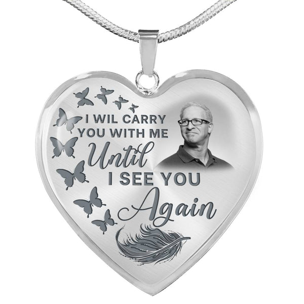 Butterfly I Will Carry You Memorial Heart Pendant Necklace HNLVBC0011