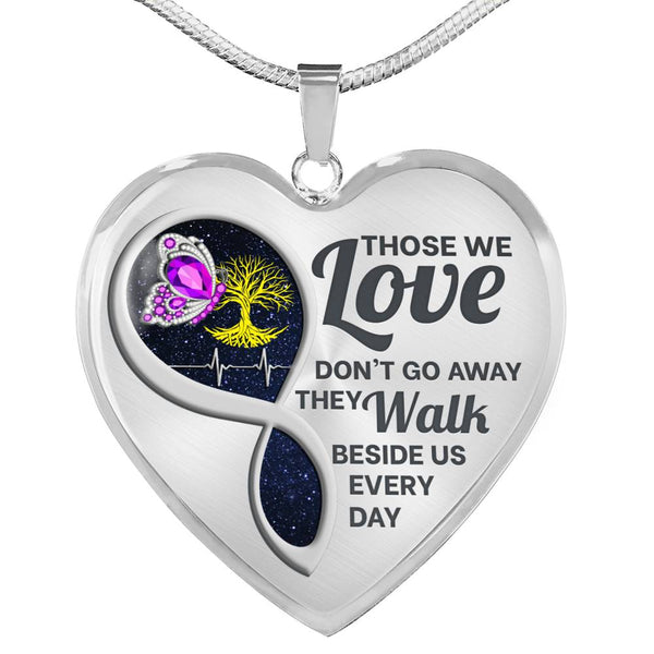 Violet Butterfly Those We Love Memorial Heart Pendant Necklace HNLVBC0015