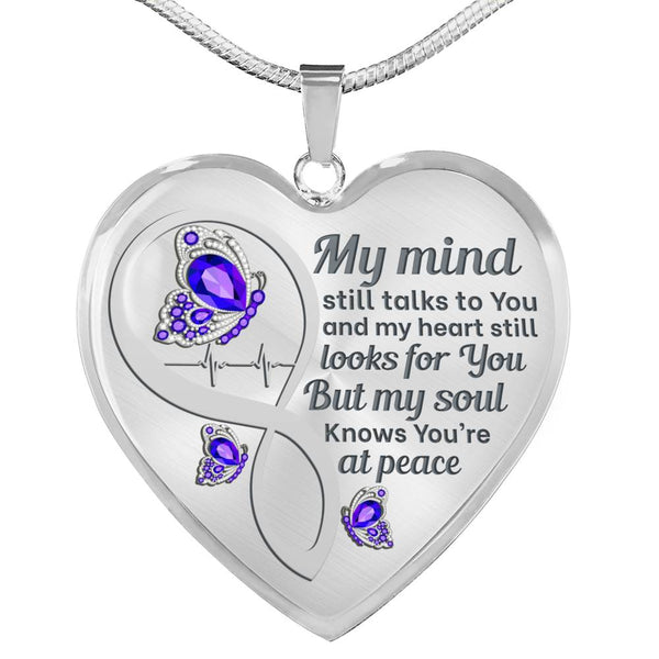 Purple Butterfly My Mind Memorial Heart Pendant Necklace HNLVBC0002