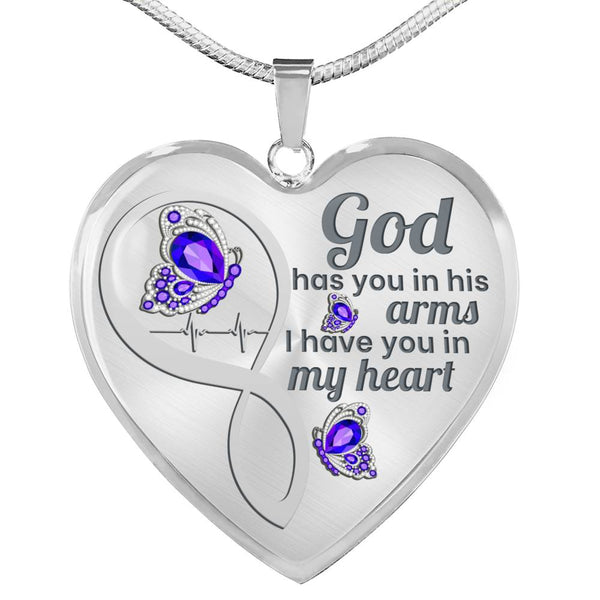 Purple Butterfly My Mind Memorial Heart Pendant Necklace HNLVBC0003