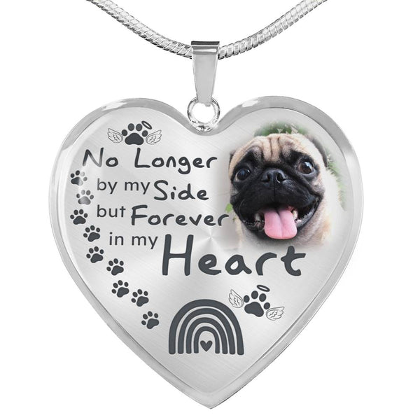 Pet Paw No Longer By My Side Personalized Memorial Heart Pendant Necklace HNLVBC0022