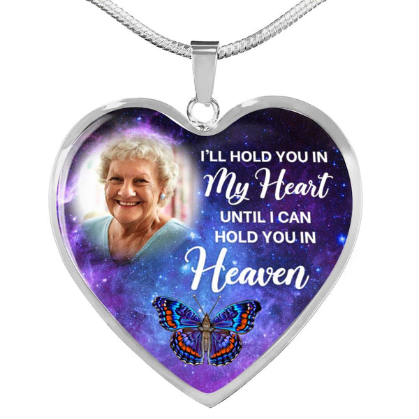Butterfly Galaxy I'll Hold You In My Heart Personalized Memorial Heart Pendant Necklace HNLVBC0023