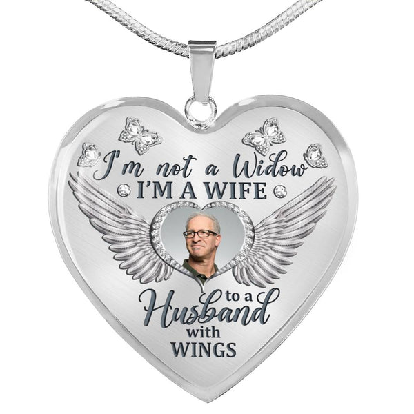 White Butterfly Im Not A Widow Memorial Heart Pendant Necklace HNLVBC0009